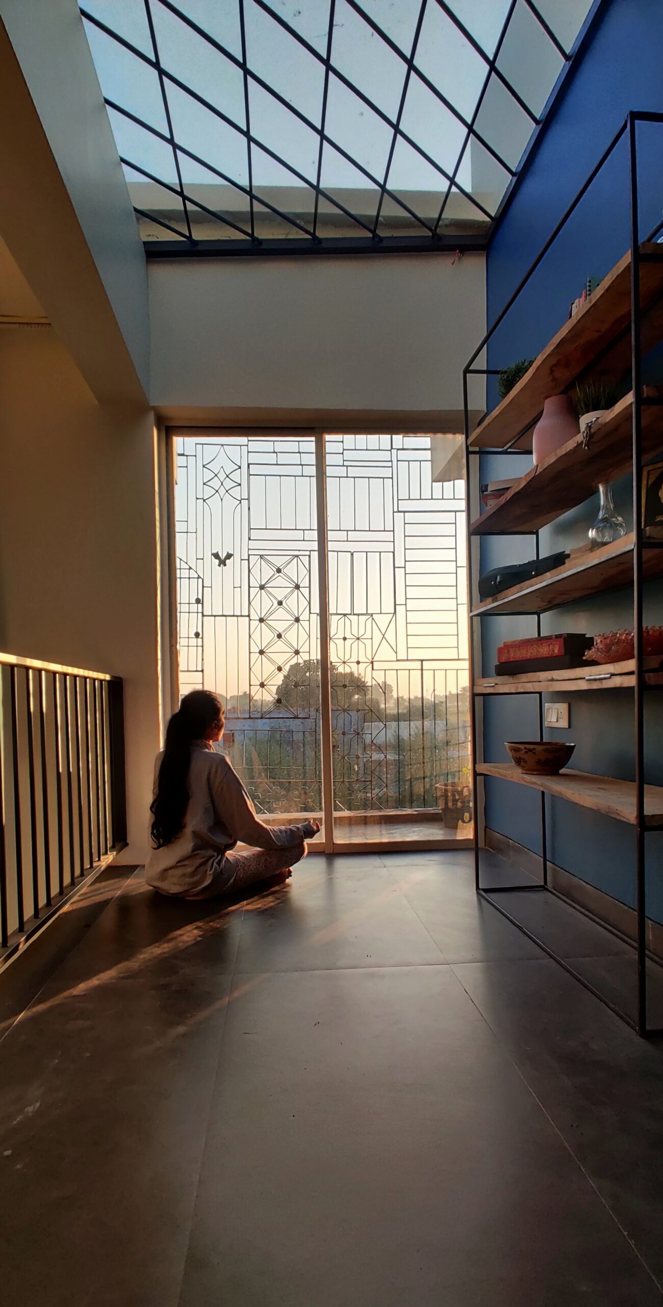 Well Lit Book Shelf with Window Jali